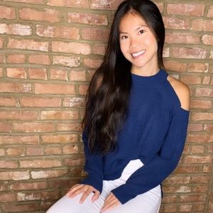 Blue Cold Shoulder Sweater